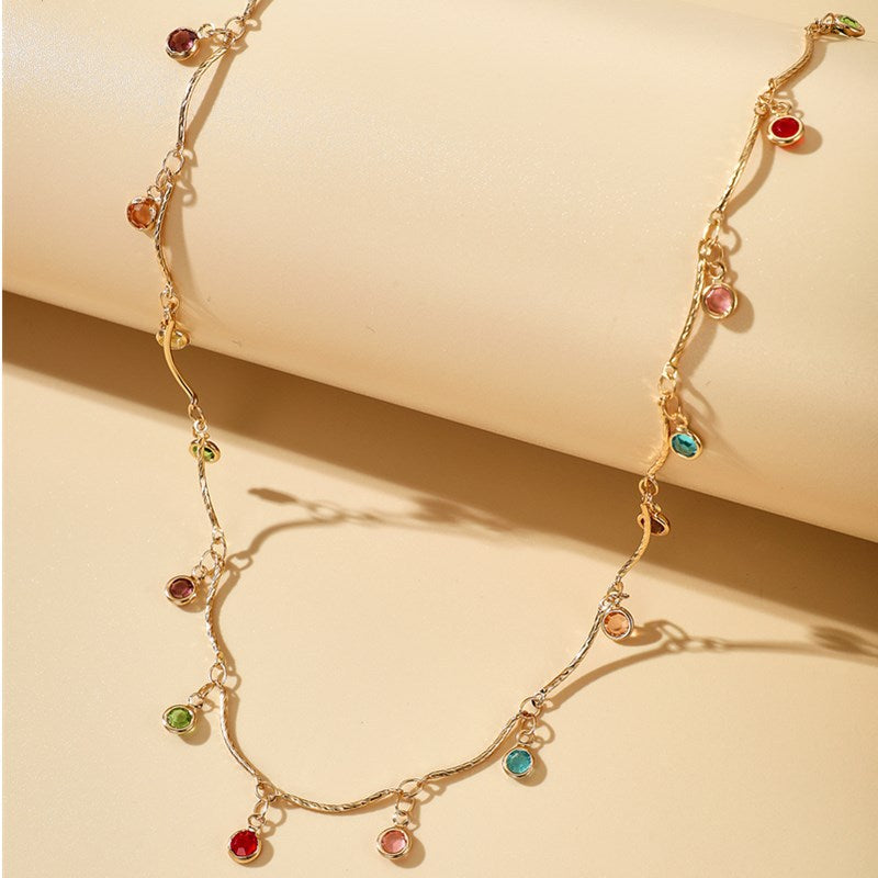 Collar de diamantes de color caramelo con borla de cuentas de bolas de aleación al por mayor